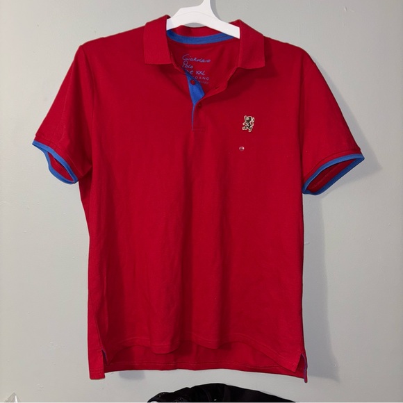 Giordano Polo Men's Red Polo Shirt with Blue Accents XXL - Picture 1 of 7